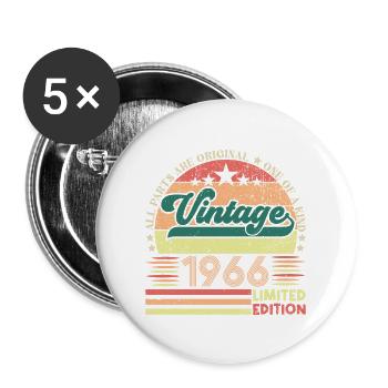 Retro 1966 Geburtstagsgeschenk. Jahrgang 1966. - Buttons groß 56 mm (5er Pack) - Weiß - Vorne