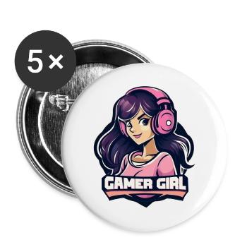 Gamer Girl - Buttons groß 56 mm (5er Pack) - Weiß - Vorne