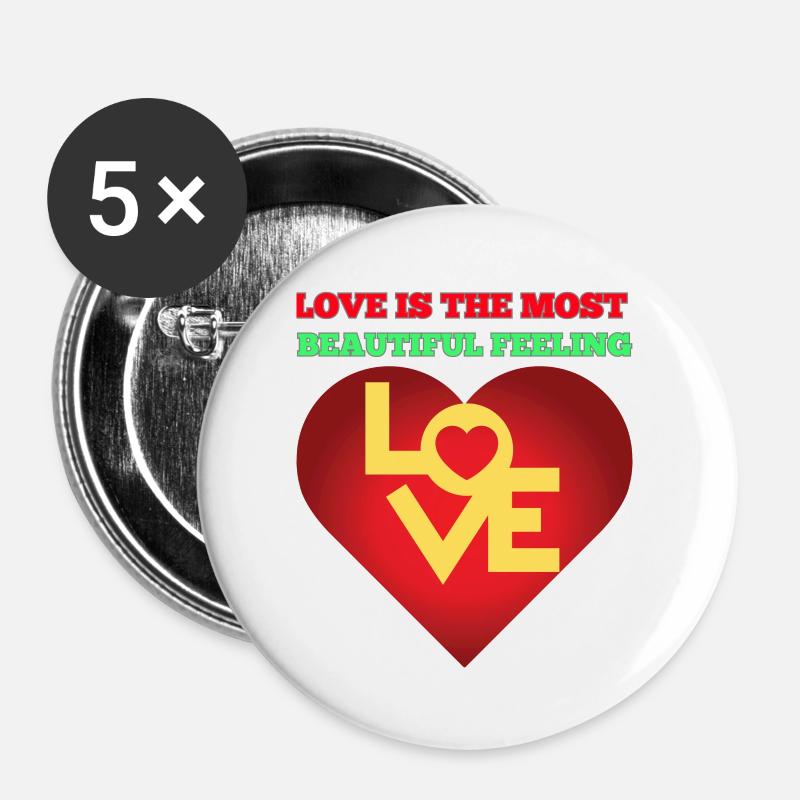 Love Is the most Beautiful feeling - Buttons large 2.2''/56 mm (5-pack) - white