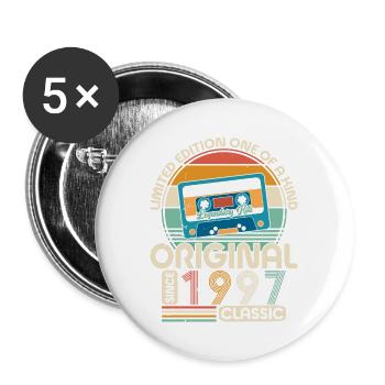 Cadeau 1997 Cadeau Anniversaire 1997 Vintage 1997 - Lot de 5 grands badges (56 mm) - blanc - Devant