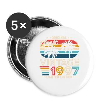 Cadeau d’anniversaire vintage 1997 - Lot de 5 grands badges (56 mm) - blanc - Devant