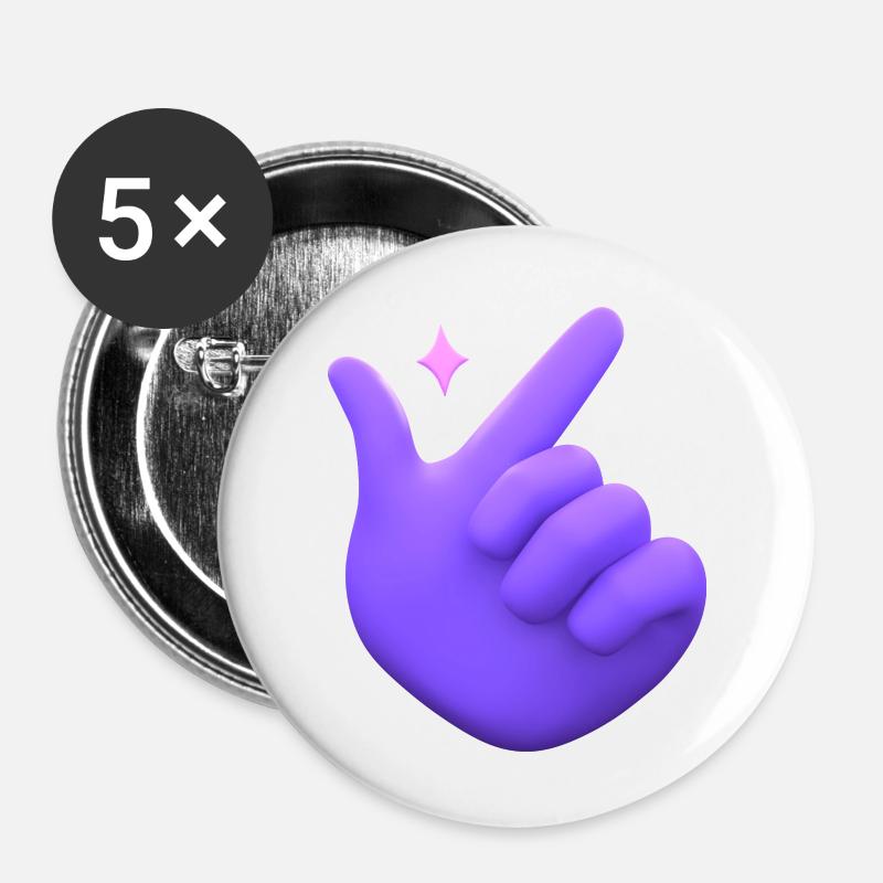 3D Hand Snapping Fingers - Buttons large 2.2''/56 mm (5-pack) - white