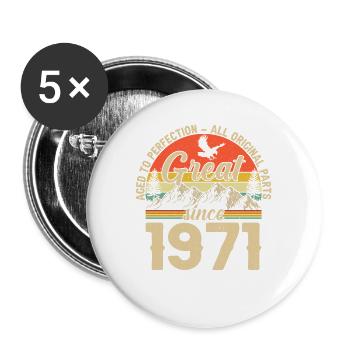 Unique 1971 Vintage Vintage Retro Design - Buttons large 2.2''/56 mm (5-pack) - white - Front