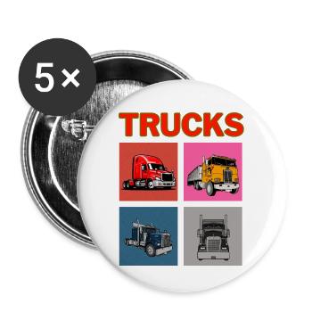 Lastwagen - Buttons groß 56 mm (5er Pack) - Weiß - Vorne