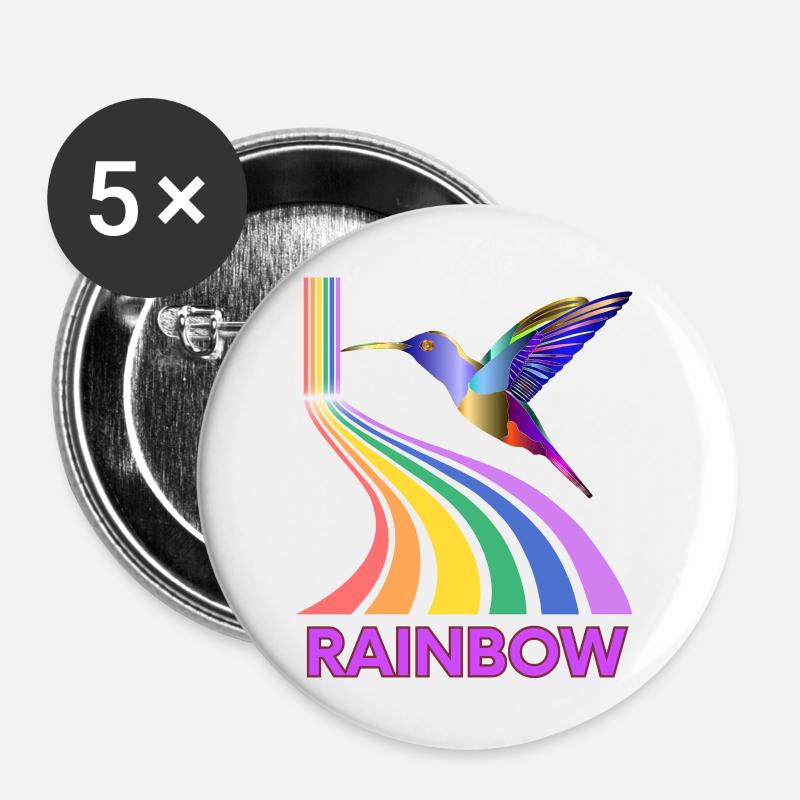 Rainbow - Buttons large 2.2''/56 mm (5-pack) - white