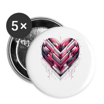 Cœur futuriste - Lot de 5 grands badges (56 mm) - blanc - Devant