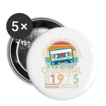 Fresh 1975 Vintage Vintage Retro Design - Buttons large 2.2''/56 mm (5-pack) - white - Front