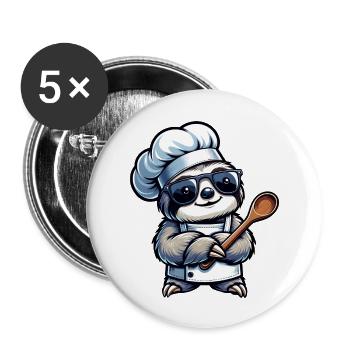 Conception de bande dessinée de chef paresseux mignon - Lot de 5 grands badges (56 mm) - blanc - Devant