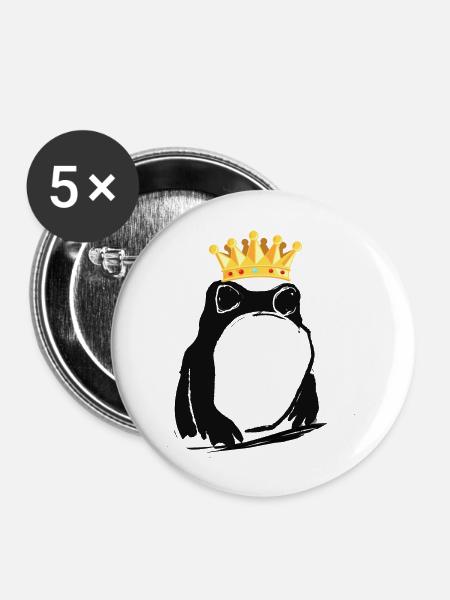 Froschkönig, frosch, Krone,comic - Buttons groß 56 mm (5er Pack) - Weiß