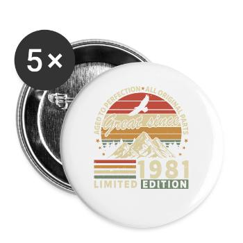 Vintage 1981 - Retro Birthday Gift - Buttons groß 56 mm (5er Pack) - Weiß - Vorne