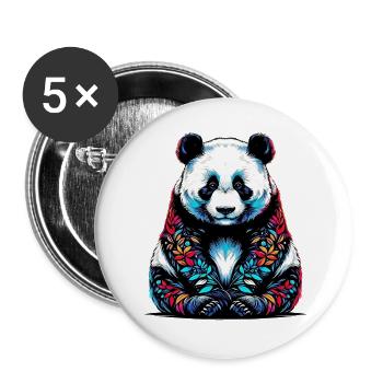 Panda - Buttons groß 56 mm (5er Pack) - Weiß - Vorne