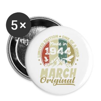 März 1944 Geburtstagsgeschenk Limitierte Auflage - Buttons groß 56 mm (5er Pack) - Weiß - Vorne