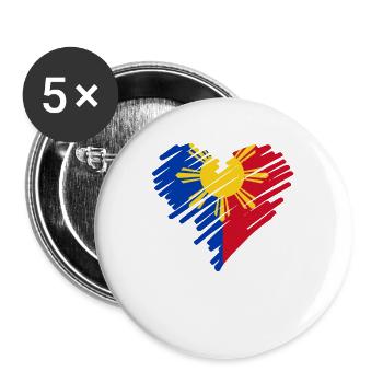 Philippines drapeau philippin fierté je cadeau - Lot de 5 grands badges (56 mm) - blanc - Devant