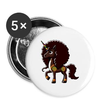 Mélanine Licorne Fille Noire Magie - Lot de 5 grands badges (56 mm) - blanc - Devant