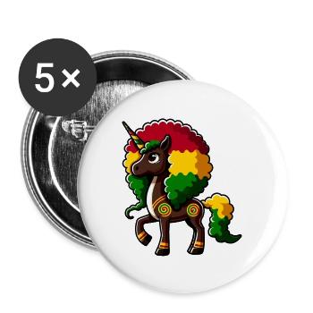 Mélanine Licorne Fille Noire Magie - Lot de 5 grands badges (56 mm) - blanc - Devant