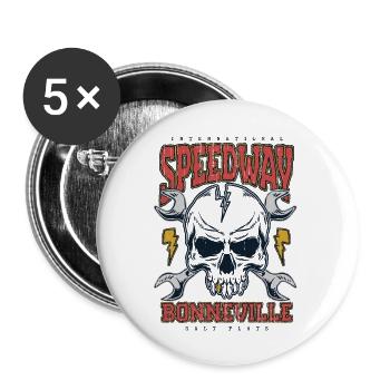 Bonneville Salt Flats Voiture de course rétro vintage - Lot de 5 grands badges (56 mm) - blanc - Devant