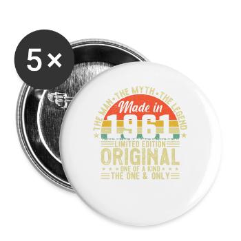 Légende vintage 1961 - cadeau d’anniversaire rétro - Lot de 5 grands badges (56 mm) - blanc - Devant