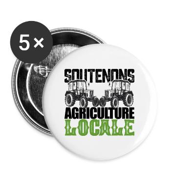 Let's support local agriculture. Farmers in France - Buttons large 2.2''/56 mm (5-pack) - white - Front
