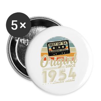 Original Since 1954 Vintage Birthday Gift - Buttons large 2.2''/56 mm (5-pack) - white - Front