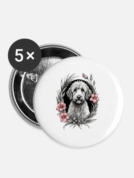 Goldenes Gekritzel - Buttons groß 56 mm (5er Pack) - Weiß