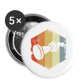 Vintage Schachspiel Skizze - Buttons groß 56 mm (5er Pack) - Weiß - Vorne