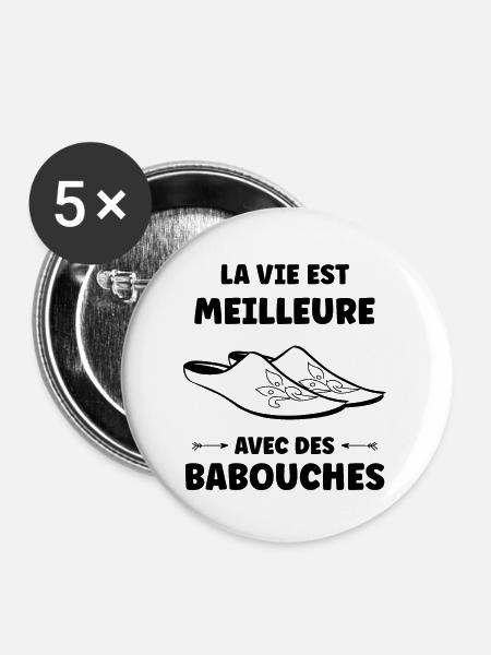 Hausschuhe Humor - Buttons groß 56 mm (5er Pack) - Weiß