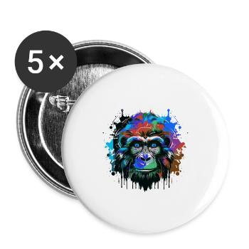 Monkey Head Portrait Colorful - Buttons large 2.2''/56 mm (5-pack) - white - Front