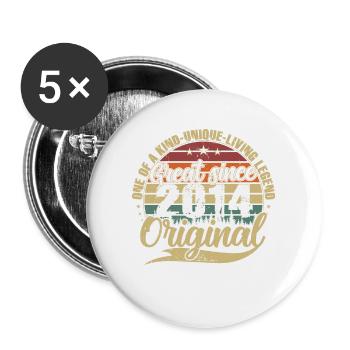 Great Since 2014 Vintage Birthday Gift - Buttons large 2.2''/56 mm (5-pack) - white - Front