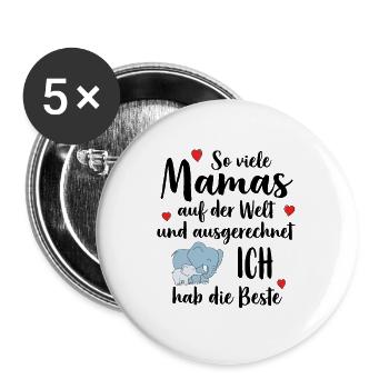 So Viele Mamas Ich Hab Die Beste Beste Mama - Buttons groß 56 mm (5er Pack) - Weiß - Vorne
