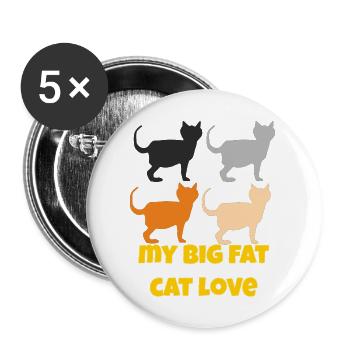 my big fat catlove - Buttons groß 56 mm (5er Pack) - Weiß - Vorne