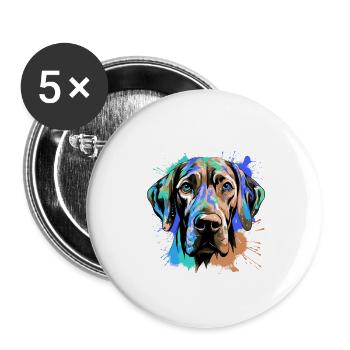 Great Dane Dog Head Portrait Colorful - Buttons large 2.2''/56 mm (5-pack) - white - Front
