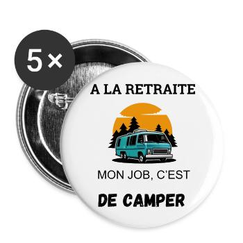 Camping Humor Retreat - Buttons groß 56 mm (5er Pack) - Weiß - Vorne