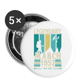 March 1952 Anniversary, March 1952 Vintage Gift. - Buttons large 2.2''/56 mm (5-pack) - white - Front
