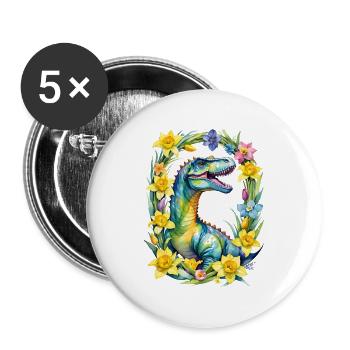 Trex Dinosaur Spring - Buttons large 2.2''/56 mm (5-pack) - white - Front