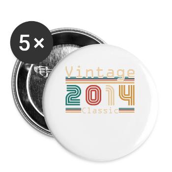 2014 Vintage Retro Geburtstagsgeschenk - Buttons groß 56 mm (5er Pack) - Weiß - Vorne