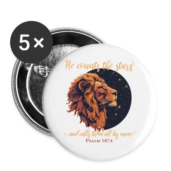 Leo Verset Biblique Chrétien - Lot de 5 grands badges (56 mm) - blanc - Devant