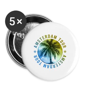 Amsterdam Tour Holidays - Buttons large 2.2''/56 mm (5-pack) - white - Front