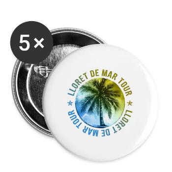 Lloret De Mar Tour Urlaub - Buttons groß 56 mm (5er Pack) - Weiß - Vorne