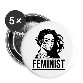 FEMINIST - Buttons groß 56 mm (5er Pack) - Weiß - Vorne