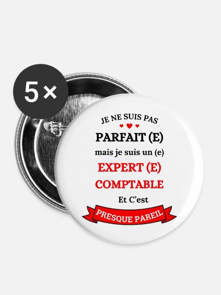 PERFEKTER WIRTSCHAFTSPRÜFER - Buttons groß 56 mm (5er Pack) - Weiß
