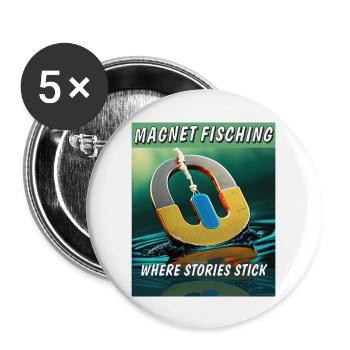 MAGNETFISCHING WHERE STORIES STICK - Buttons groß 56 mm (5er Pack) - Weiß - Vorne
