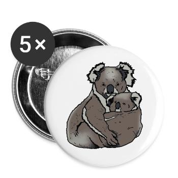 Koala - Mom with Baby - Buttons large 2.2''/56 mm (5-pack) - white - Front