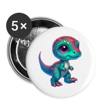 Dinosaur - Buttons large 2.2''/56 mm (5-pack) - white - Front