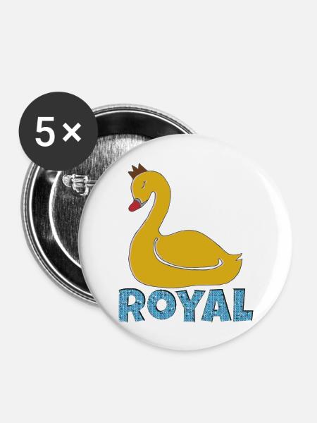 schwan royal - Buttons groß 56 mm (5er Pack) - Weiß