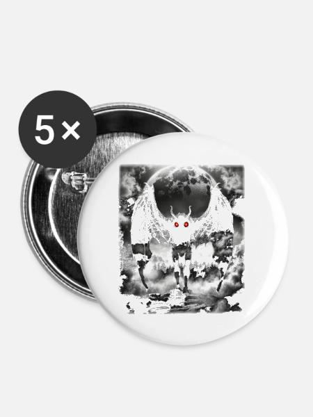 Mothman Mythical Creature - Buttons groß 56 mm (5er Pack) - Weiß