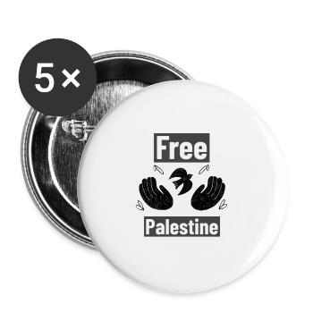 FREE PALESTINE - Buttons groß 56 mm (5er Pack) - Weiß - Vorne