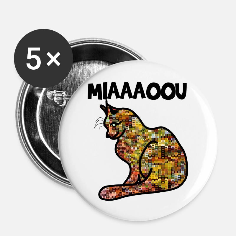 Meow the cat - Buttons large 2.2''/56 mm (5-pack) - white