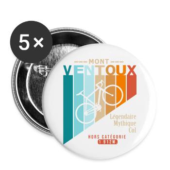 vélo mont ventoux cyclsite velo - Lot de 5 grands badges (56 mm) - blanc - Devant