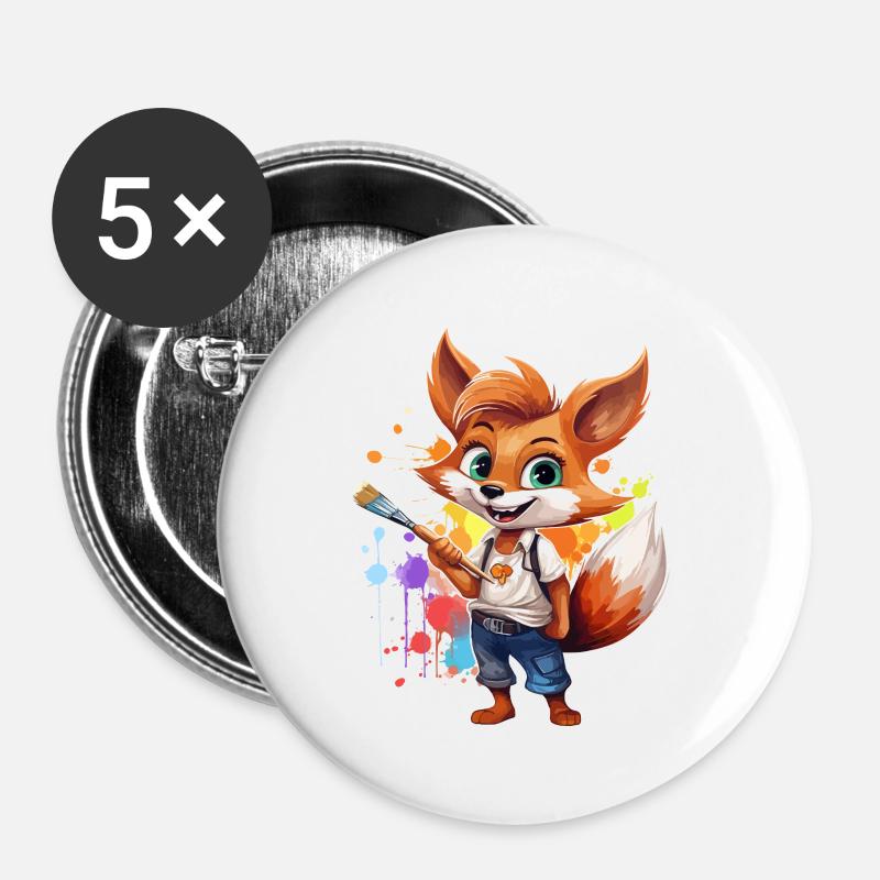 Fox Painter - Buttons large 2.2''/56 mm (5-pack) - white