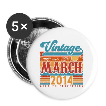 März 2014, März 2014 Vintage-Jubiläumsgeschenk. - Buttons groß 56 mm (5er Pack) - Weiß - Vorne